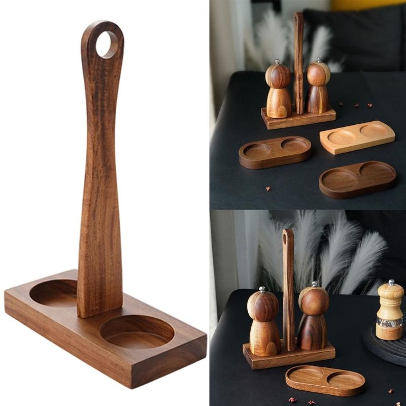 Walnuts Wood Grinders Tray With High Edges Elegant Salts and Pepper Mill Holder for Mills and Shakers