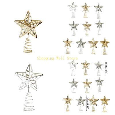 KX4B Quality Iron Christmas Tree Star Toppers Suitable for Various Sizes of Trees