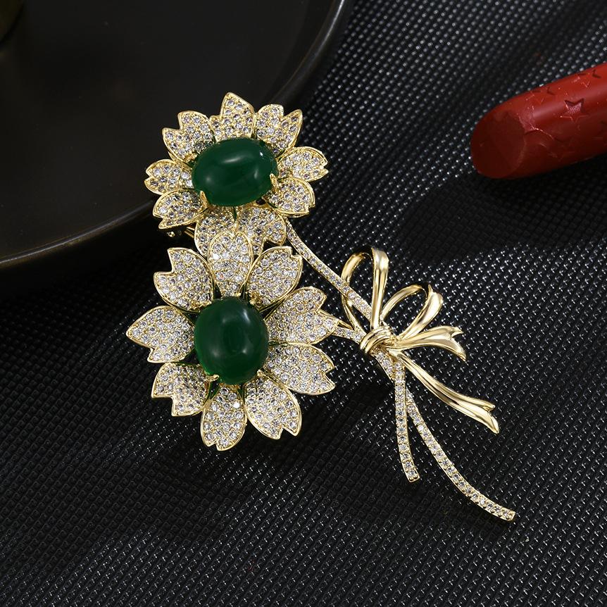 

Ретро Цветок Медная Инкрустация Кубический Цирконий Булавка Аксессуары Одежда Изысканные Подарки