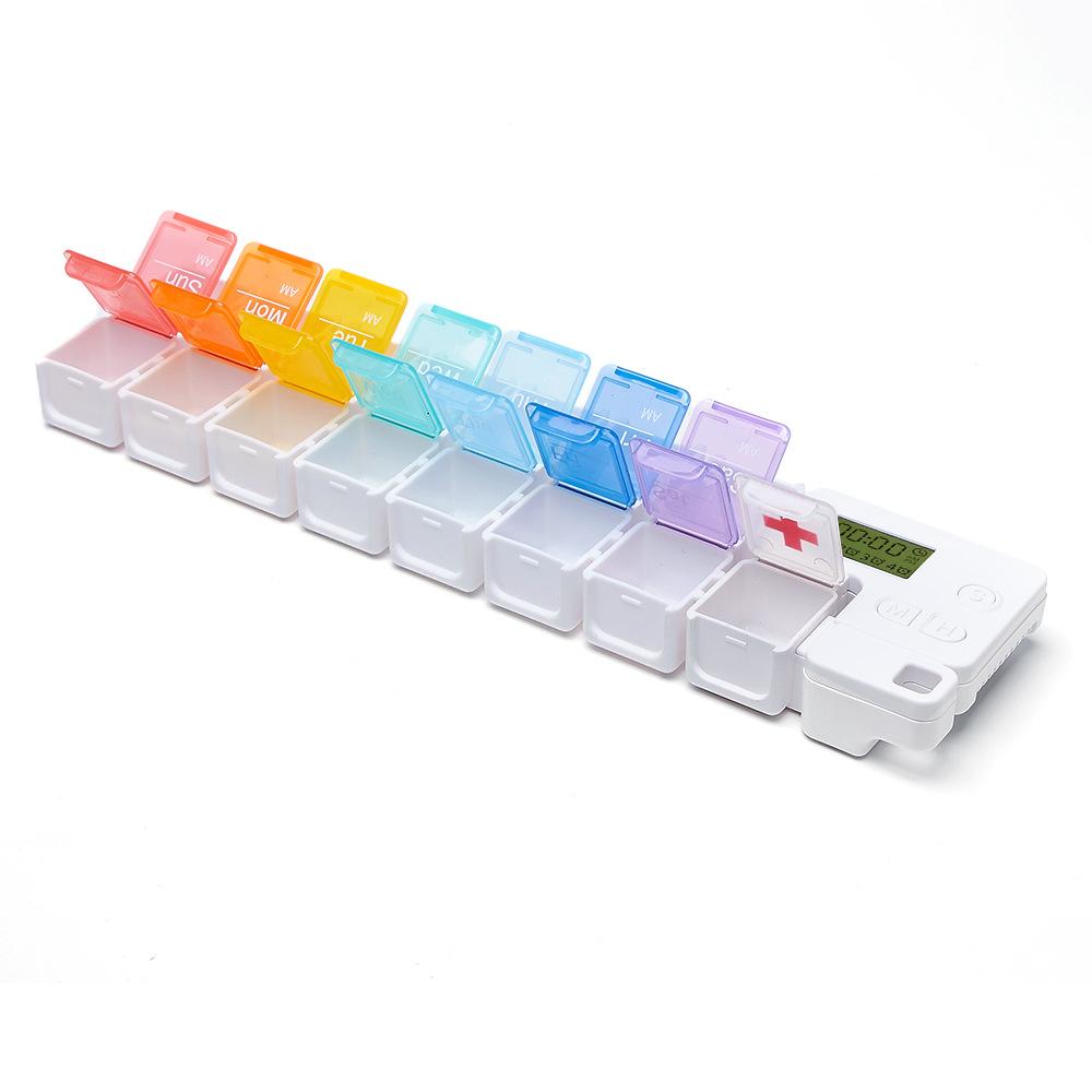 2026 Pill Organizer with Medicine Reminder Alarm Weekly Large Capacity Vitamin Box Organizer AM PM Daily Travel Medication Box