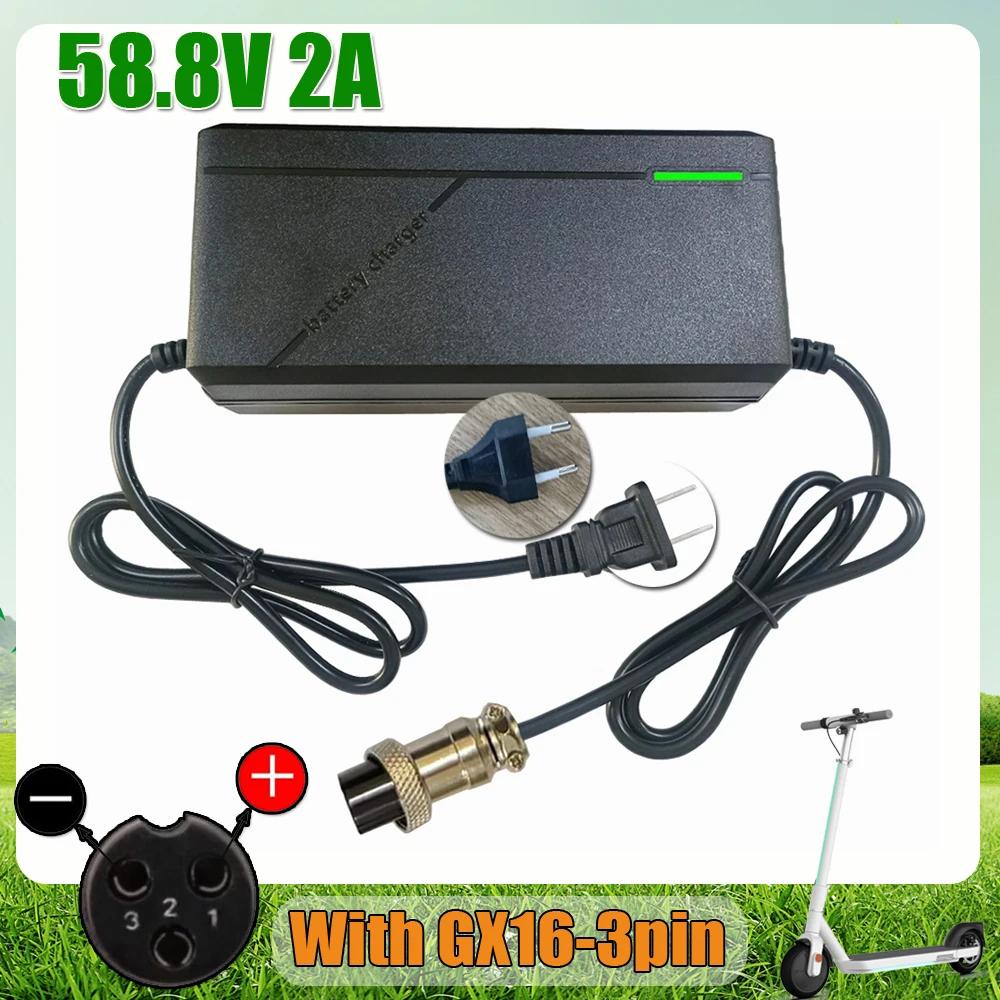 52V 2A Nabíječka Pro E-koloběžku S GX16-3Pin Konektorem 52V 14S 58.8V Nabíjecí Adaptér Pro Nabíječky Lithiových Baterií