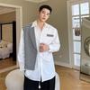 Korean Style Color Block Suit Collar Two-Piece Design Shirt for Men - Niche Hairstylist Top