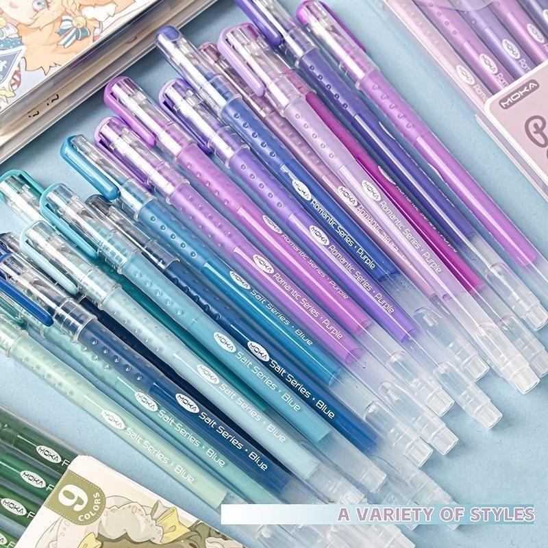 9pcs Romantic Multi Color Pens Set Gel Ink Vintage Marker Liner 0.5mm Ballpoint Stationery Gift