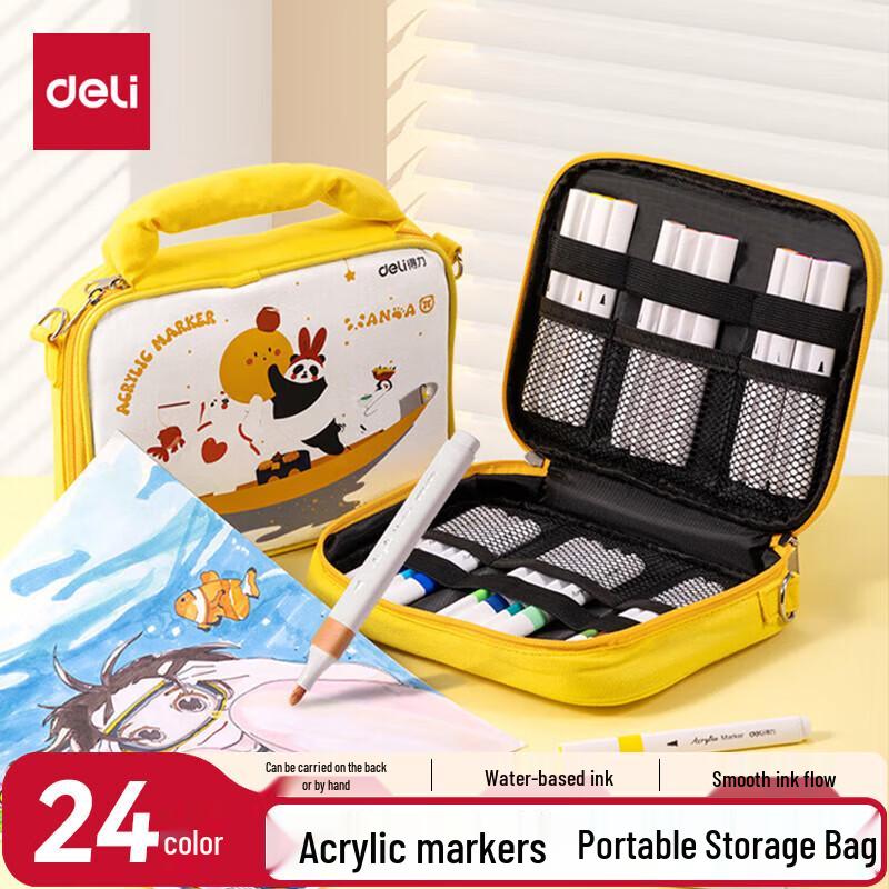 Deli 24-Color Acrylic Marker Pen Set