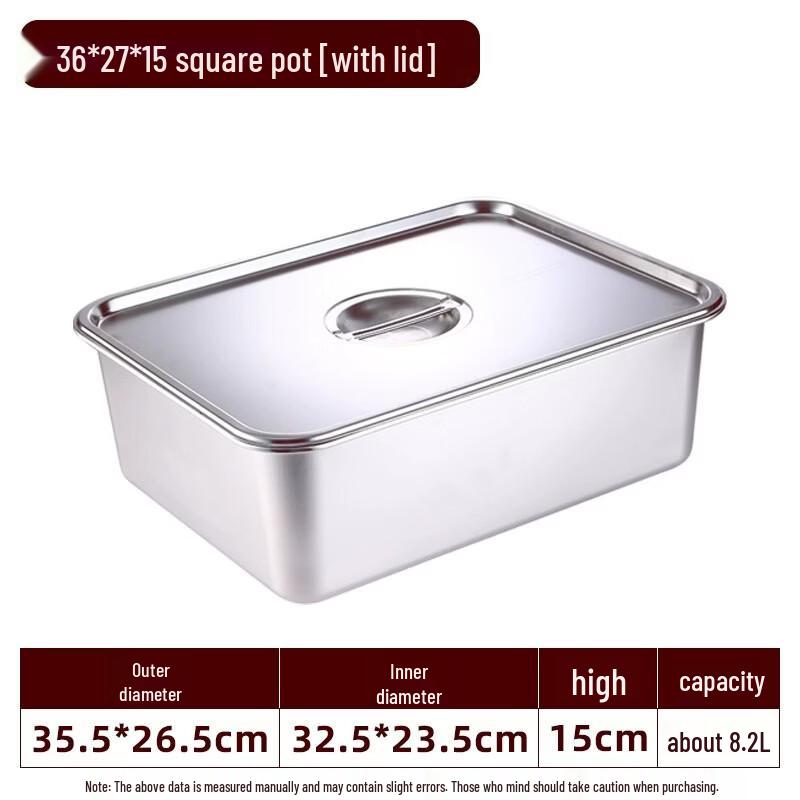 Stainless Steel Rectangular Deep Basin with Lid