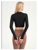 U-Back Long Sleeve Yoga Top with Semi-Fixed Teardrop Cups - Breathable, Quick-Drying Fitness Wear for Autumn & Winter