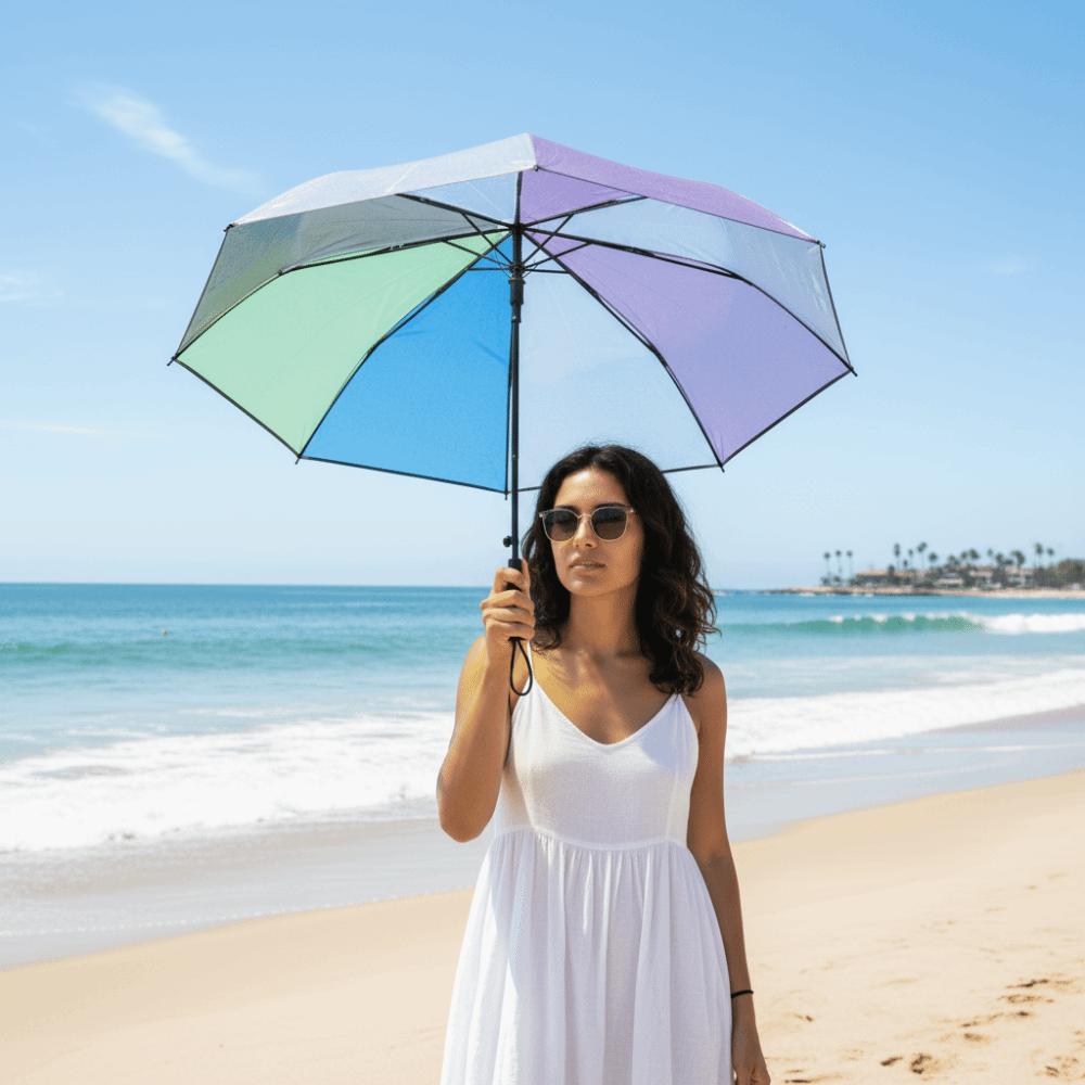 Automatic/Manual Folding Umbrella Stable Transparent Umbrella Fashion Rainbow Umbrella  Daily Use