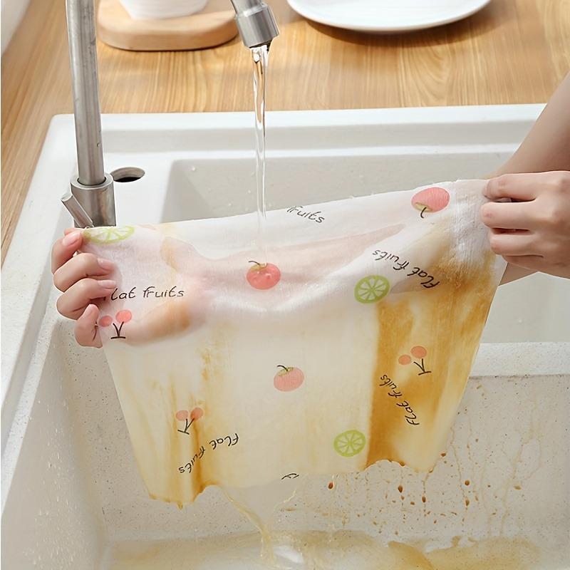 50 sheets High quality dishwashing cloth - reusable, super large roll dry wet dual-use kitchen towel, non greasy cleaning cloth,
