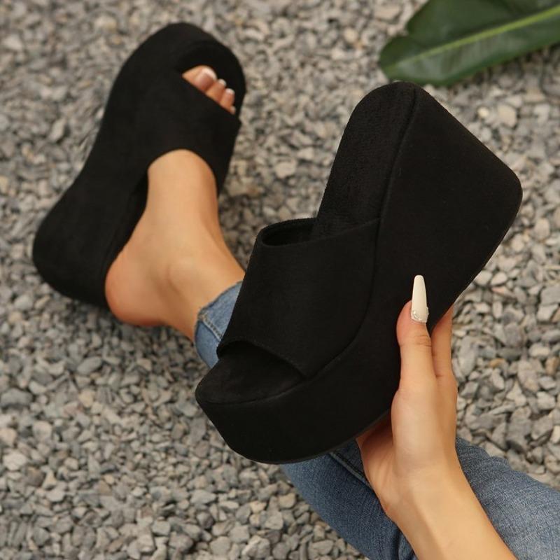 Fashion Shoes Cswo01 Women's Design Summer Chunky Woman Pvc Transparent Slippers Platform Wedges High Heel Shoes Cm