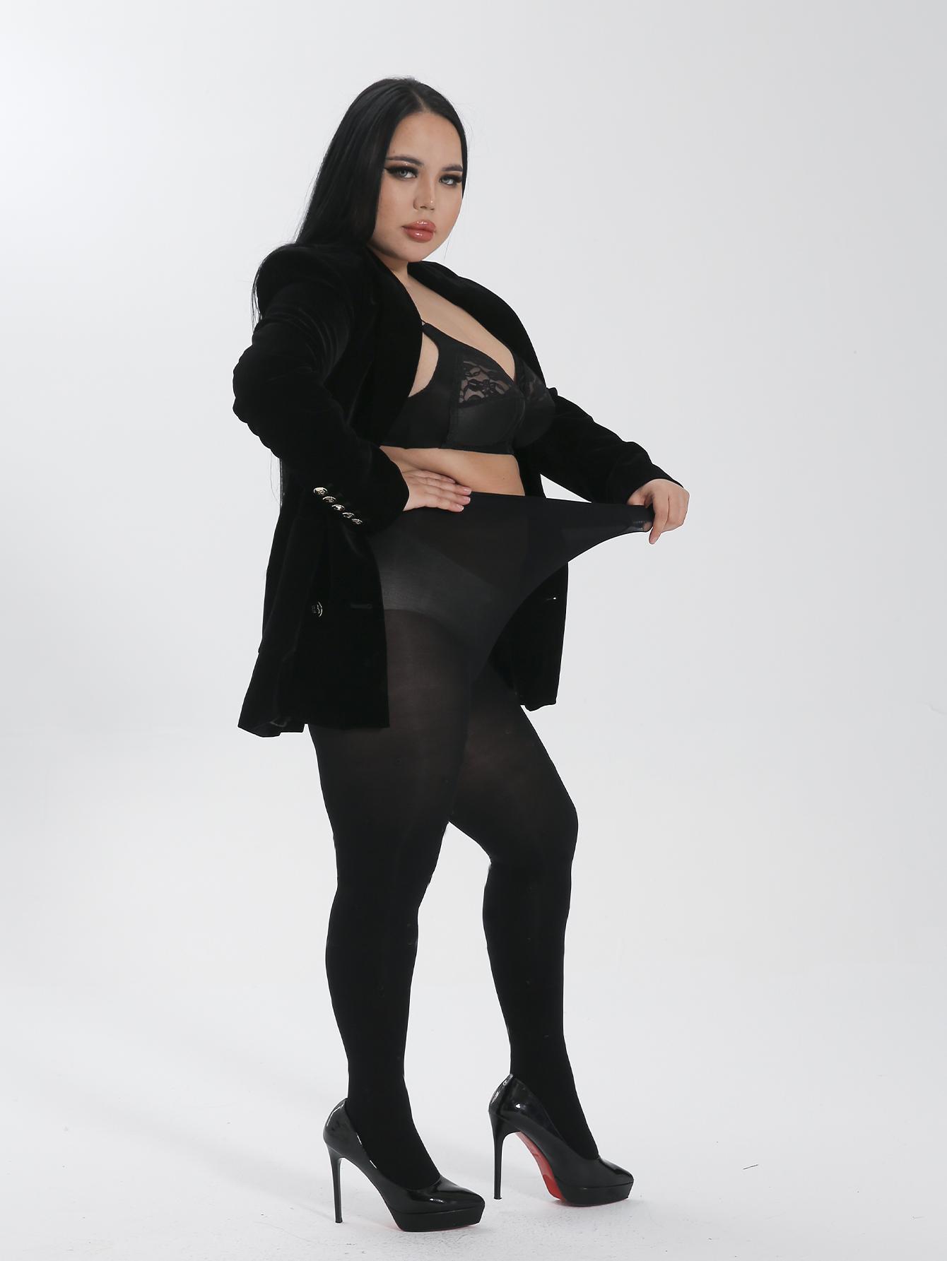 

1 Pair Women Plus Size Black Tights Stretchy Solid Black Tights Pantyhose Stockings Women S Tights 1XL
