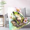 Frog Under Flowers Blanket Household Multipurpose Blanket Used For Chair Sofa Bed Soft And Warm Giving Friends And Relatives Birthday Graduation Gift