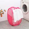 Dirty Clothes Storage Basket Foldable Large Capacity Hollow Out Mesh See-through Breathable Wide Opening Great Load Bearing Straps Toys Dolls Storage
