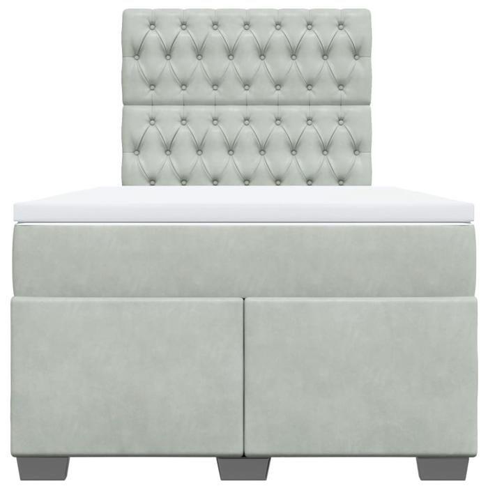 Cadre de lit avec matelas - Maison Exclusive - 120x200cm - Velours gris clair - Tête de lit réglable