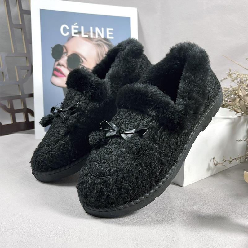 

Осенне-зимние бархатные утолщенные хлопковые туфли женские на толстой подошве туфли-однопедальки универсальные домашние комнатные женские туфли 36-41 чёрный