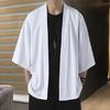 Camisa de hombre Kimono estilo japonés Color sólido disfraz de samurái ropa asiática cárdigan de tres cuartos camisa chaqueta