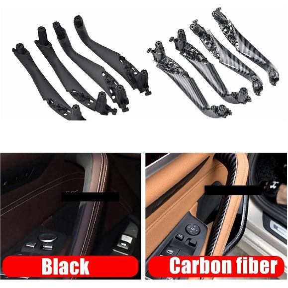 חדש ידית דלת פנים לרכב צד שמאל ימין פנל קישוט פנימי 51417438523 51417438524 תואם ל-BMW סדרה 5 G30 G31 G38 2017-2023(סט סיבי פחמן)