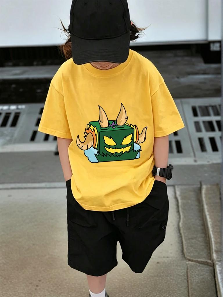 Cool Fruit Box Kids Short Sleeve T Shirt Summer Cute Cartoon Crewneck Boys Girls 3-14 Years