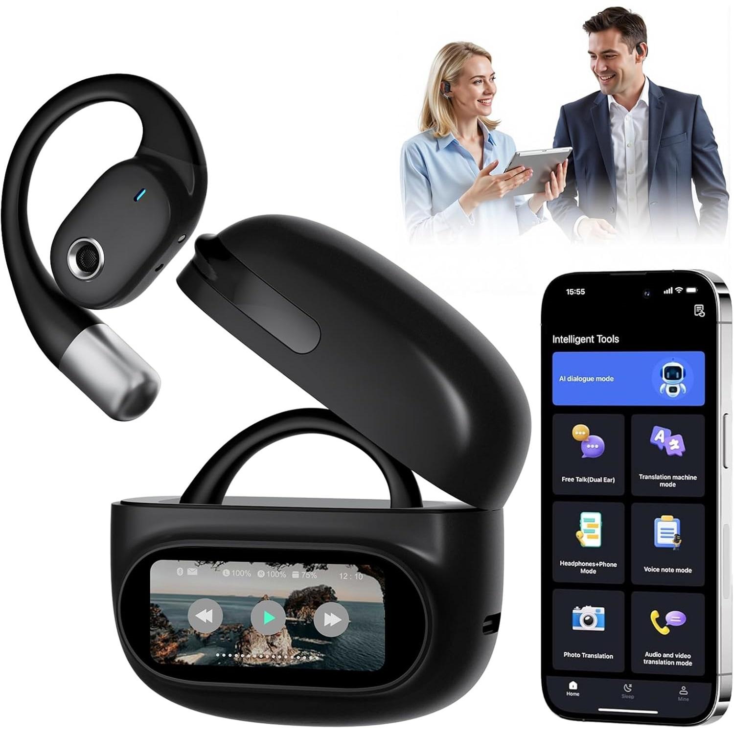 

Наушники с ИИ-переводом 164 Языка Наушник-переводчик Bluetooth 5.4 Наушники для перевода Наушники Audifonos Traductores de Inglés Español 70 Ч Устройство для перевода