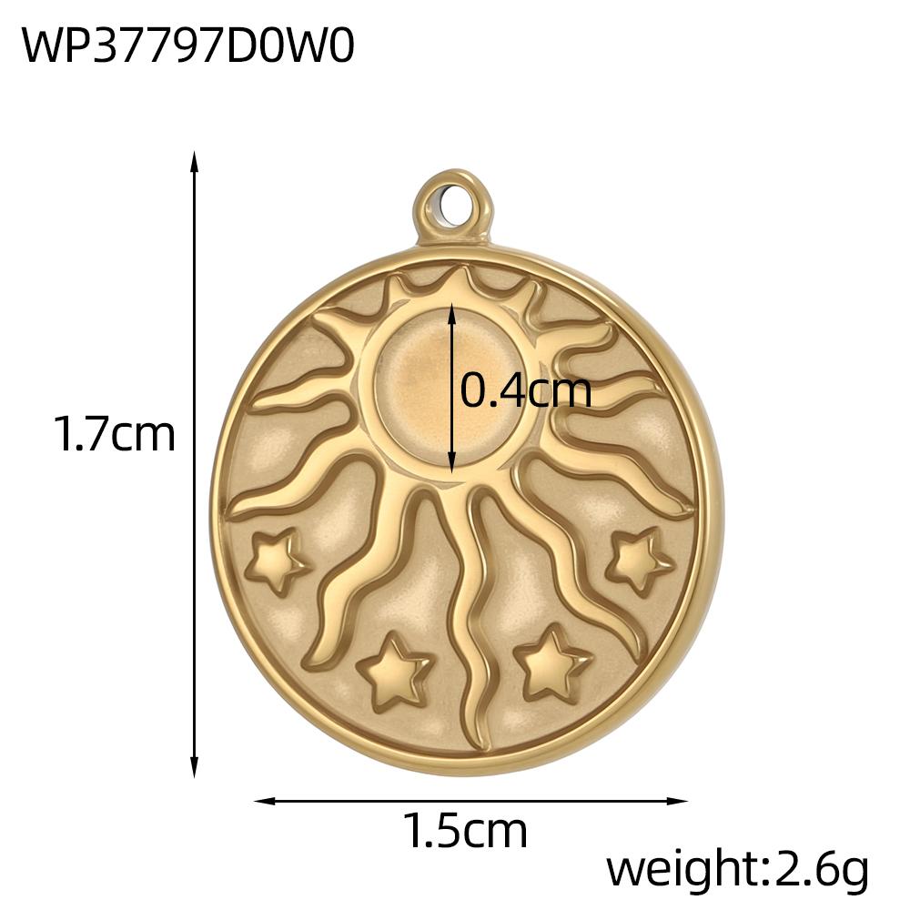 CARLIDANA Retro Geometric Jewelry Pendant Charms Stainless Steel Gold Plated Embossed Coin Moon Sun Jewelry Accessories Earrings