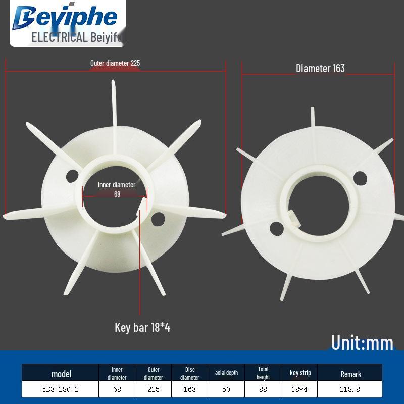 High-Temperature Resistant Y3/YX3 Plastic Cooling Fan Blade 0.55-160KW Energy Saving, New YE3.