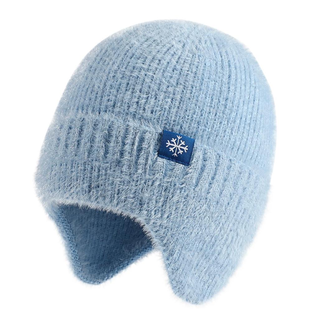 New Women Candy Colors Earflap Winter Hat Fashion Faux Fur Knitted Hat Kpop Style Soft Beanie Hats Female Streetwear Cap
