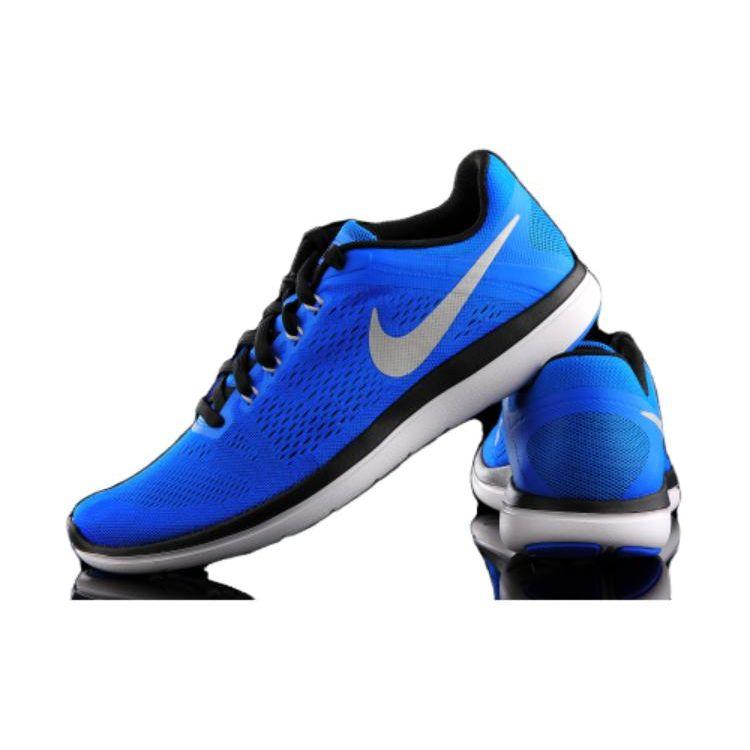 Nike Flex 2016 RN Foto Modrá Pánské Tenisky Černá-Bílá-Metalická-Stříbrná 830369-400