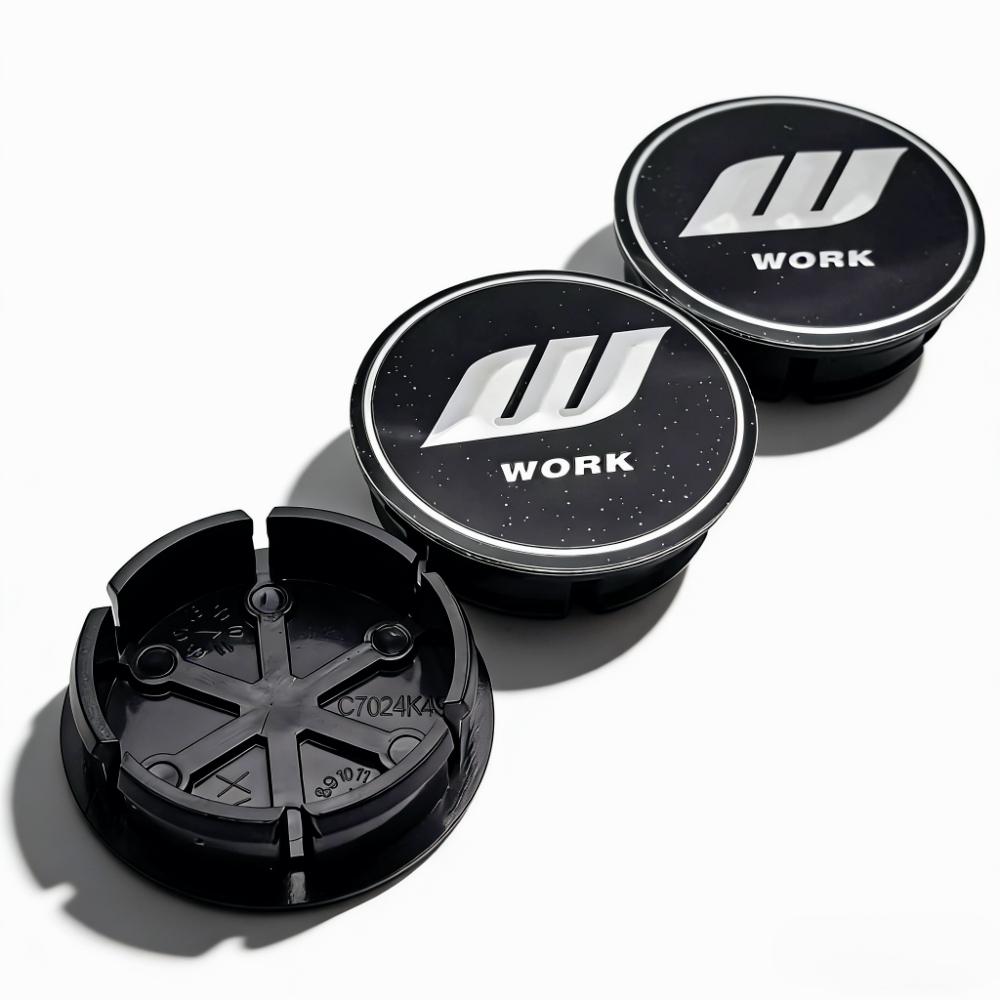 4pcs JDM W Work Logo Emblem Badge Car Wheel Center Caps 48MM 42MM Wheels Hub Cap Rim Hubcaps Dust Cover Replace Car Accessories
