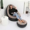 Inflatable Flocked Sofa Bed with Footrest, Foldable Outdoor Lounge Chair - In Stock