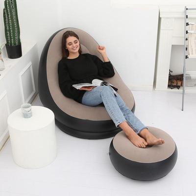 Sofá Cama Inflable Flocado con Reposapiés, Sillón Plegable para Exteriores - En Stock