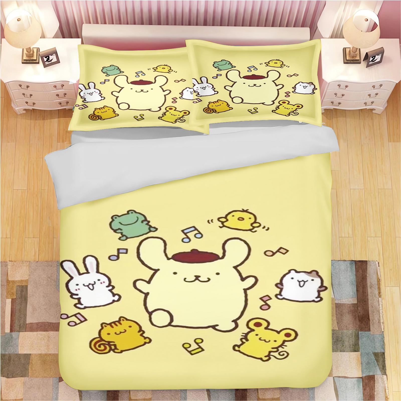 

Пододеяльник Кинг-сайз Pom Pom Purin Комплект Детское Одеяло Мультфильм Аниме Подростковый Королевский Размер Постельное Белье Кинг Одеяло Класс А С Принтом 90x200cm&set