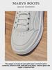 2025 Women's Flat White Leather Lace-Up Casual Sneakers: Comfortable & Simple for Spring