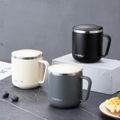 1 Stück, Milchkaffeebecher mit Deckel, Kaffeetassen aus 304 Edelstahl, 400 ml/13,5 oz Doppelwandige Wasserbecher, Sommer-Winter-Trinkgeschirr