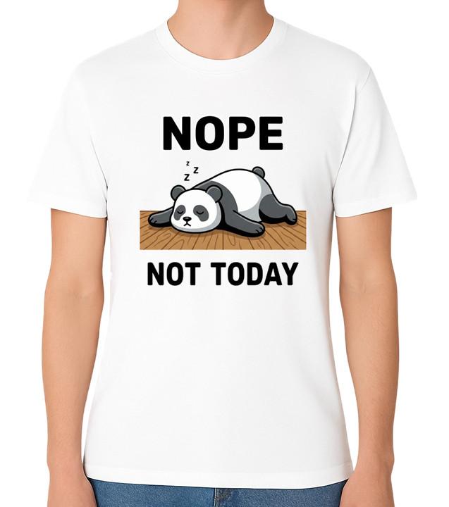 Nope Not Today Sleeping Panda Funny Unisex Graphic T-Shirt Lazy Mood Tee M