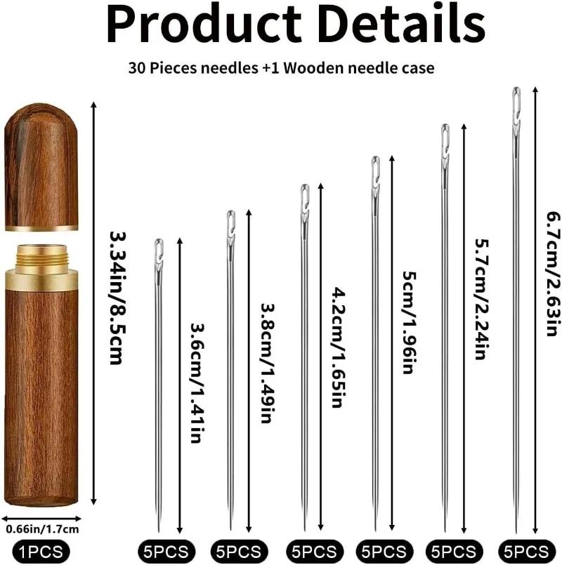 30/12Pcs Side Hole Blind Sewing Needles Stainless Steel Elderly Self Threading Needles Household DIY Beading Threading Needle