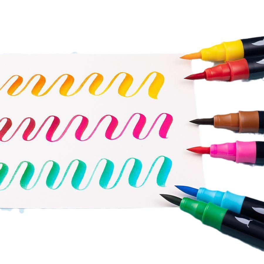 Munami 30-Color Double-Ended Brush Pen Set for Calligraphy & Sketching