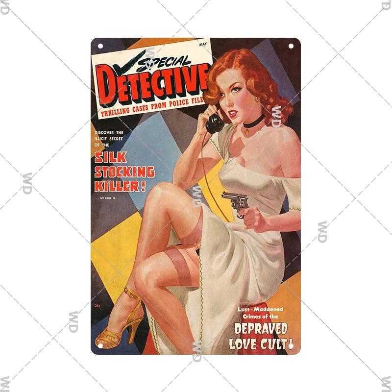 Retro Pin Up Girl Amerikanischer Stil Blechschild Metall Vintage Plakette Wandschilder Metallposter Platte Garage Schlafzimmer Man Cave Geschenk Dekor