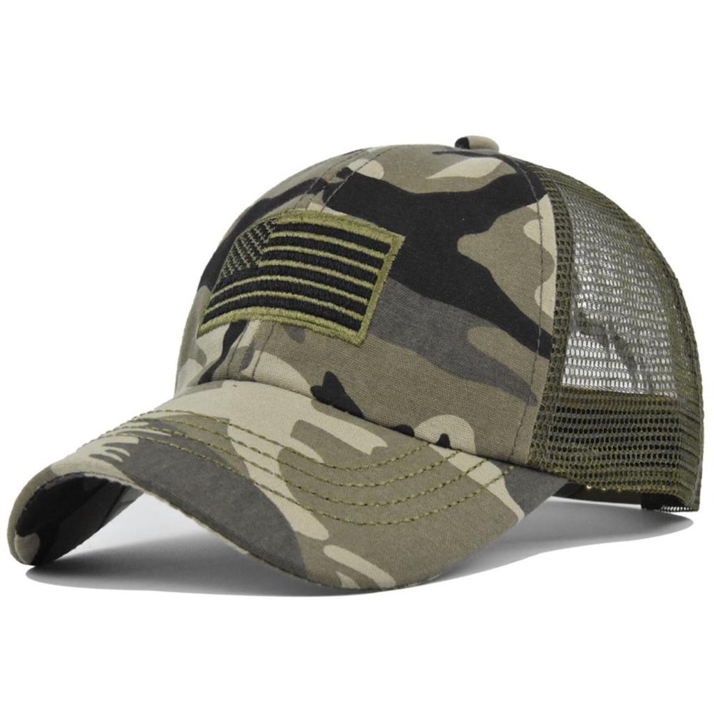 Fashion American Flag Embroidery Baseball Net Caps Spring and Summer Outdoor Adjustable Casual Hats Sunscreen Hat  Mens Cap