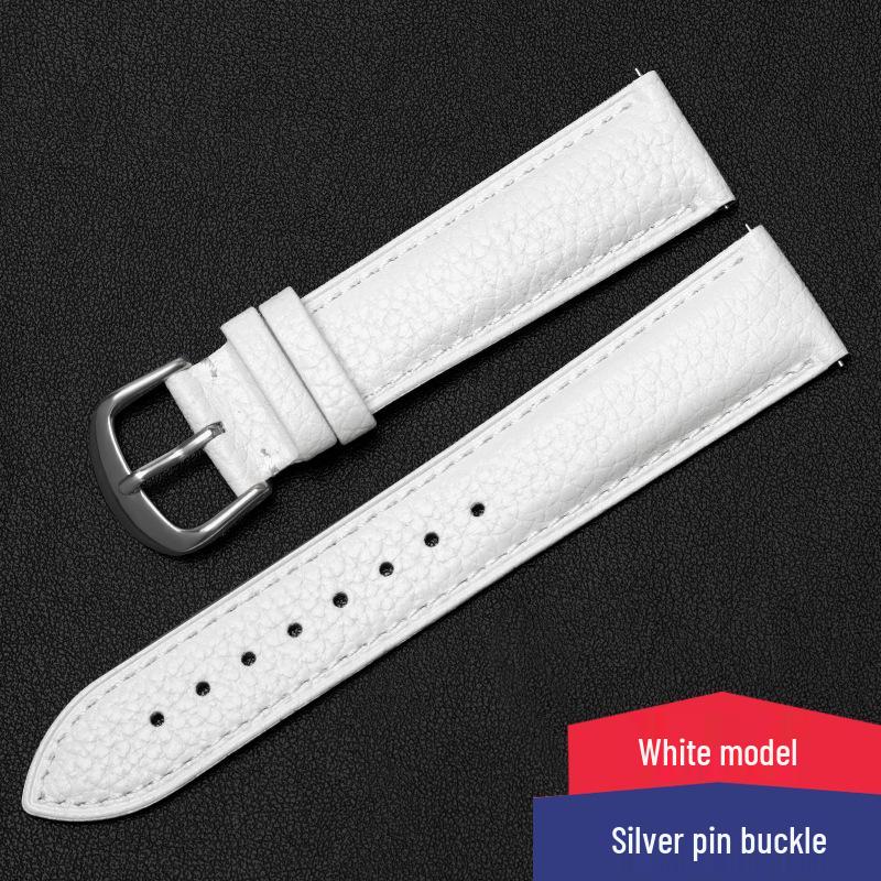 Lychee Pattern Genuine Leather Watch Strap - Soft, Breathable, Quick Release, Double-Sided Cowhide for Men & Women