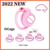 Nová růžová klec cudnosti pro muže Sissy Bondage Zařízení pro cudnost Penis Cage Abstinence Lock Ring Penis BDSM Gay SexToys pro dospělé