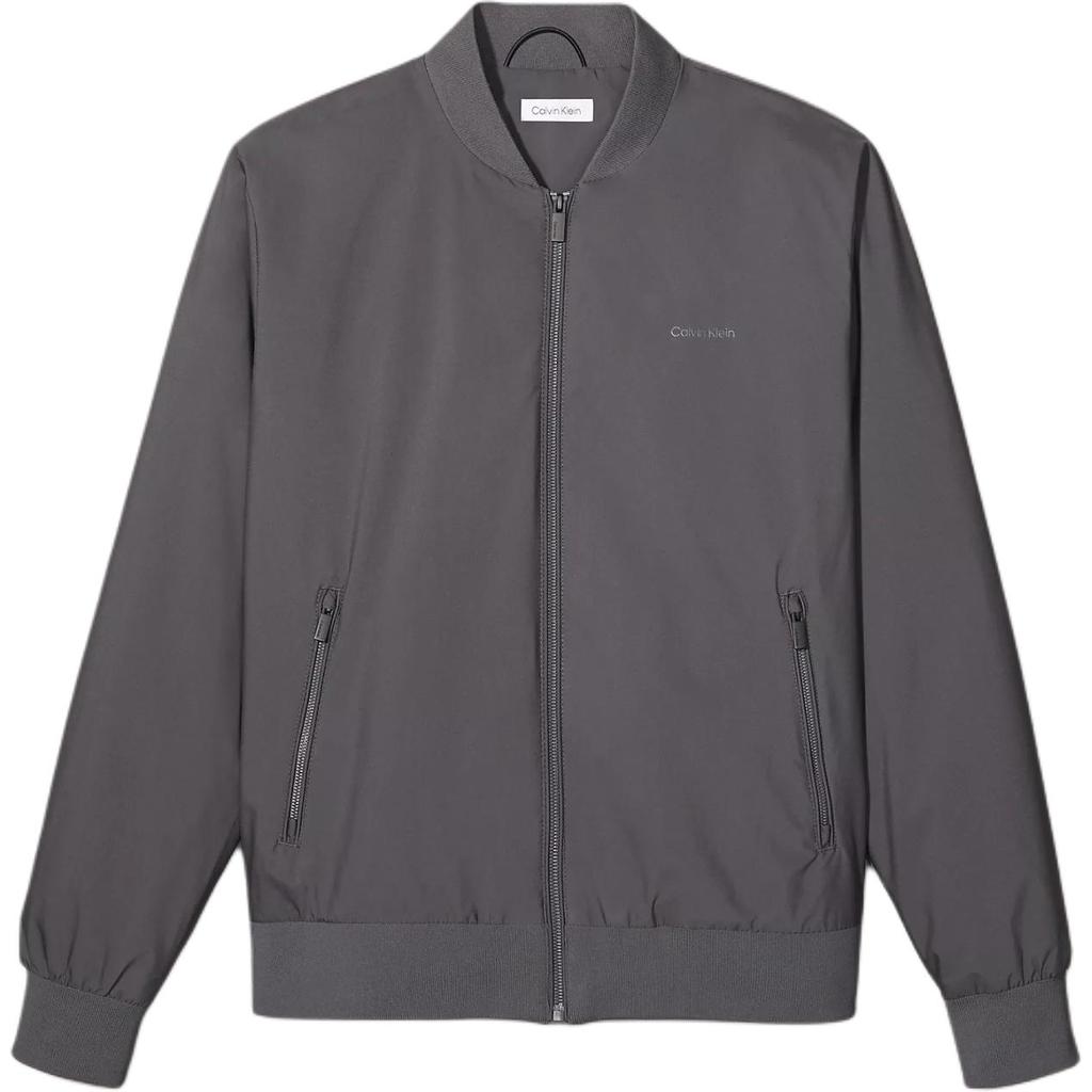 Calvin Klein Letter Logo Minimalist Solid Color Long Sleeve Pilot Jacket Men Jacket Dark-Gray 40FP512-021