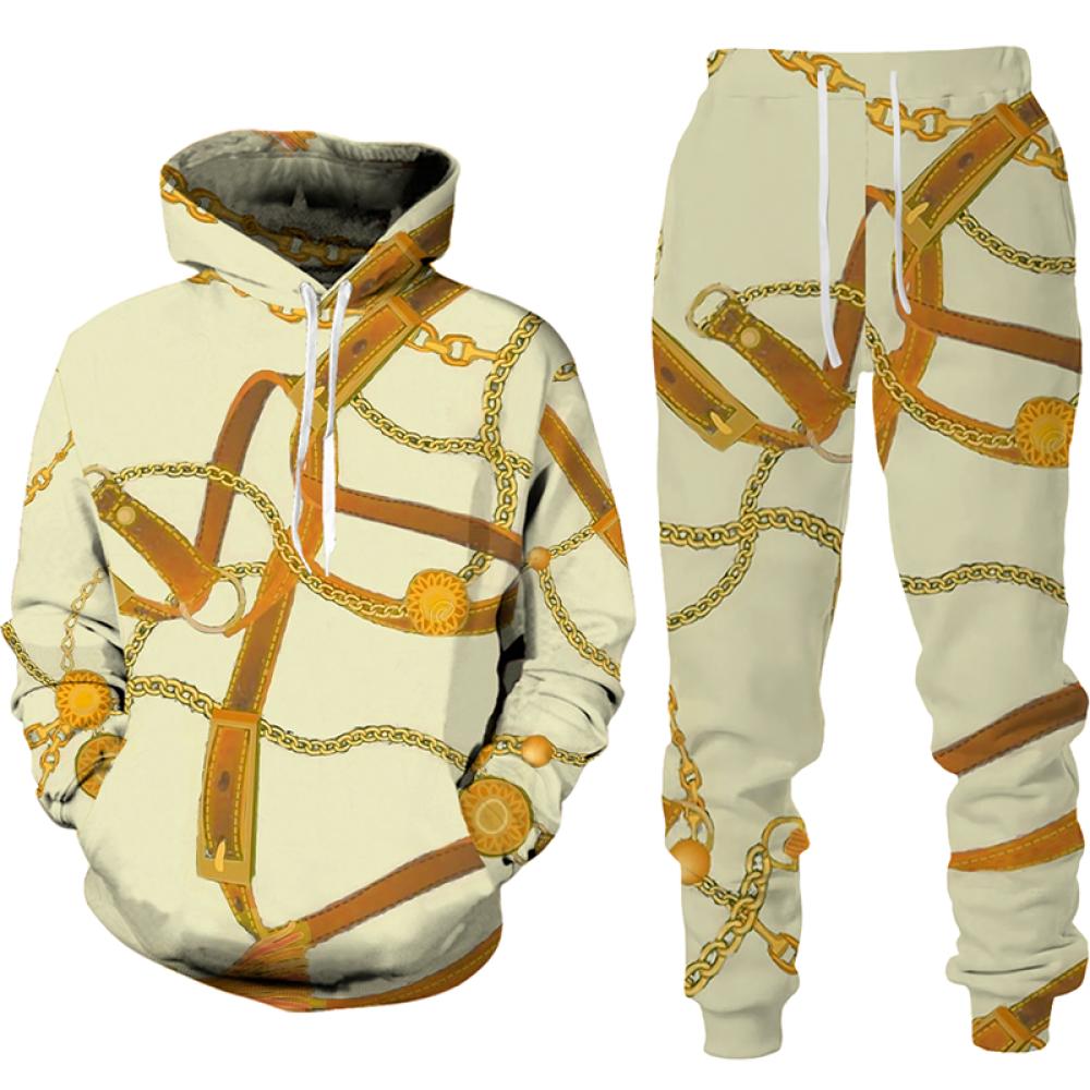

Весенне-осенний стиль барокко, толстовки с принтом/брюки/спортивный костюм, мужской и женский костюм из двух предметов, Harajuku, большие мужские комплекты свитшотов 6XL