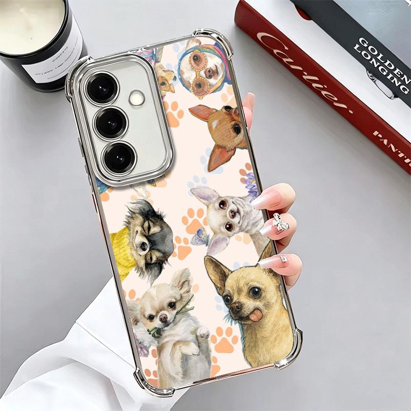 Chihuahua Puppy Teacup Dog Plating Phone Case For Samsung A17 A07 A37 A57 A16 A56 A15 A55 A14 A54 A13 A53 A26 A36 A25 A35 A24 A3