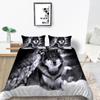 3D Wolf Print Pillowcase and Quilt Cover Full Size Bedroom Home Bedding Set Fashion Home Bedding Gift