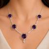 Amethyst Gemstone Silver Necklace, 925 Sterling Silver Amethyst Necklace, Partywear Women Necklace, February Birthstone Gift RN-2-9