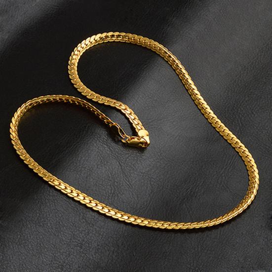Unisex Fashion Gold Plated Polished Necklace Link Chain Jewelry Gift for Banquet