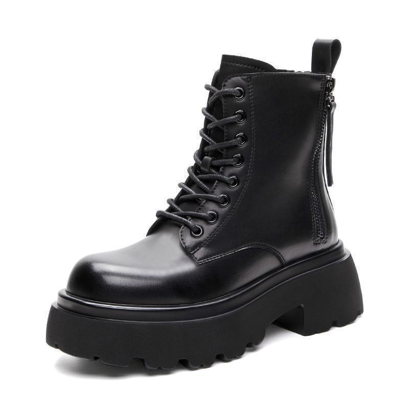 Double Zipper Thick-soled Martin Boots Children's Spring and Autumn New Inner Heightening Retro Cigarette Boots