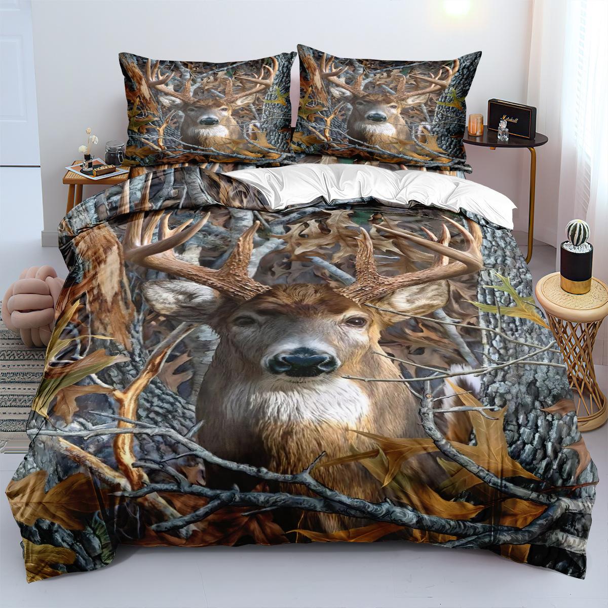 

Primitive Forest Mysterious Deer 3D Printed Bedding Set Cozy Soft Duvet Cover King Queen Twin Size Birthday Gift Bedroom Decor EU Single 135x200cm