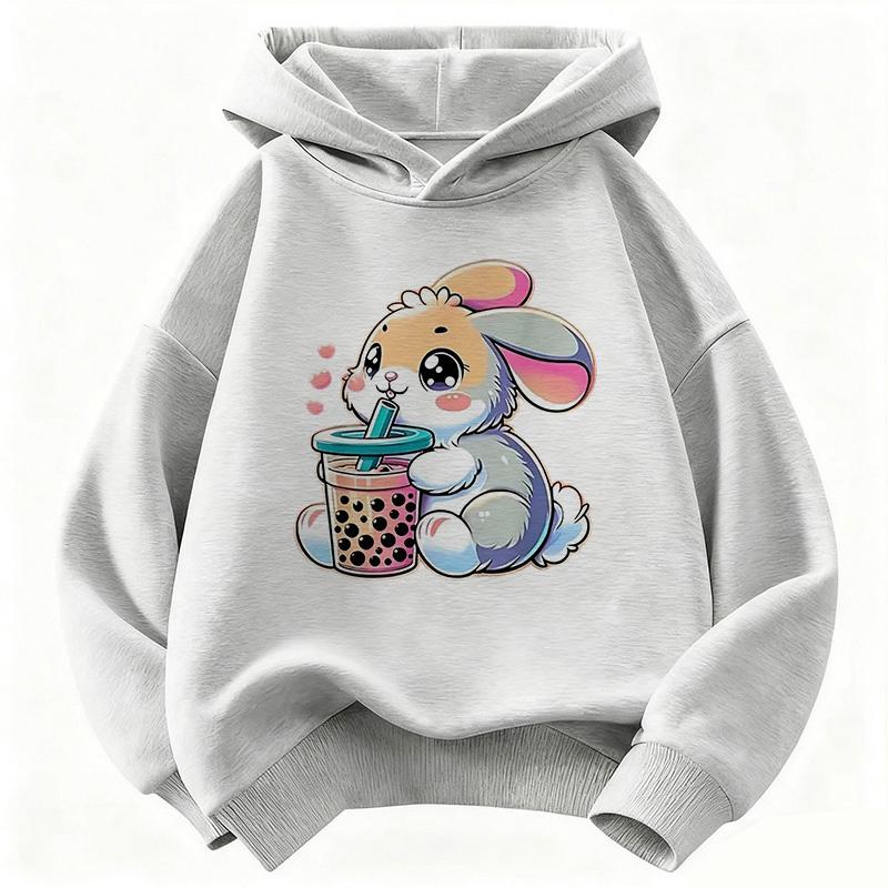 2026 Cute Rabbit Graphic Hoodie Kids Children's Sweatshirt Hoody for Boys Girls Casual Hoodies Clothes