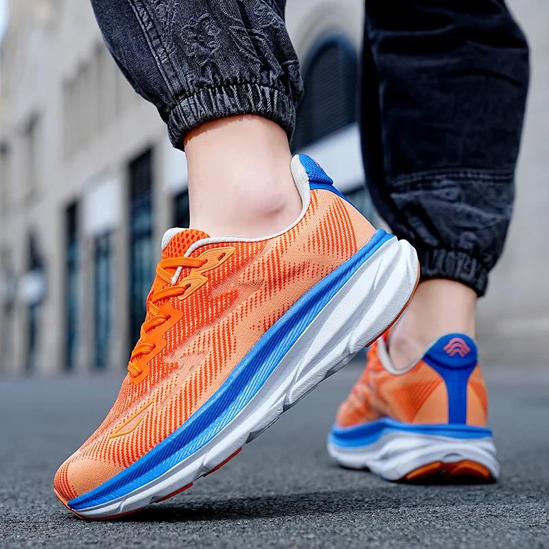 Ultra Light Men's Running Shoes Summer Breathable Thick Sole Mesh Surface Marathon Soft Bottom Shock Absorption Running Shoes