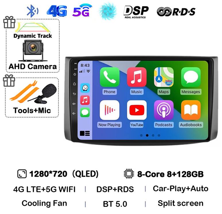 Android 14 Carplay Auto For Chevrolet AVEO T250 2006 2007 2008 2009 2010 2011 2012 Car Radio Multimedia Player GPS Stereo WIF+4G